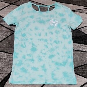 VS PINK 2018 CAMPUS TIE-DYE OPEN BACK STRAPS SHORT-SLEEVE TEE-SHIRT